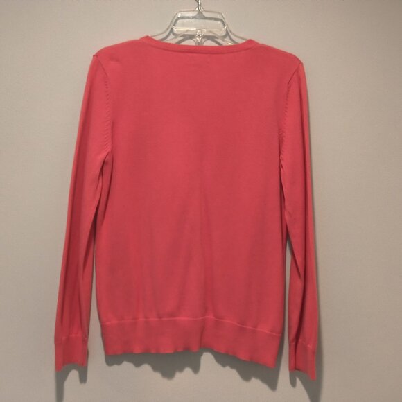 Izod Long Sleeve Button Down Pink Sweater Diamond Pattern 100% Cotton Size M - Picture 3 of 7